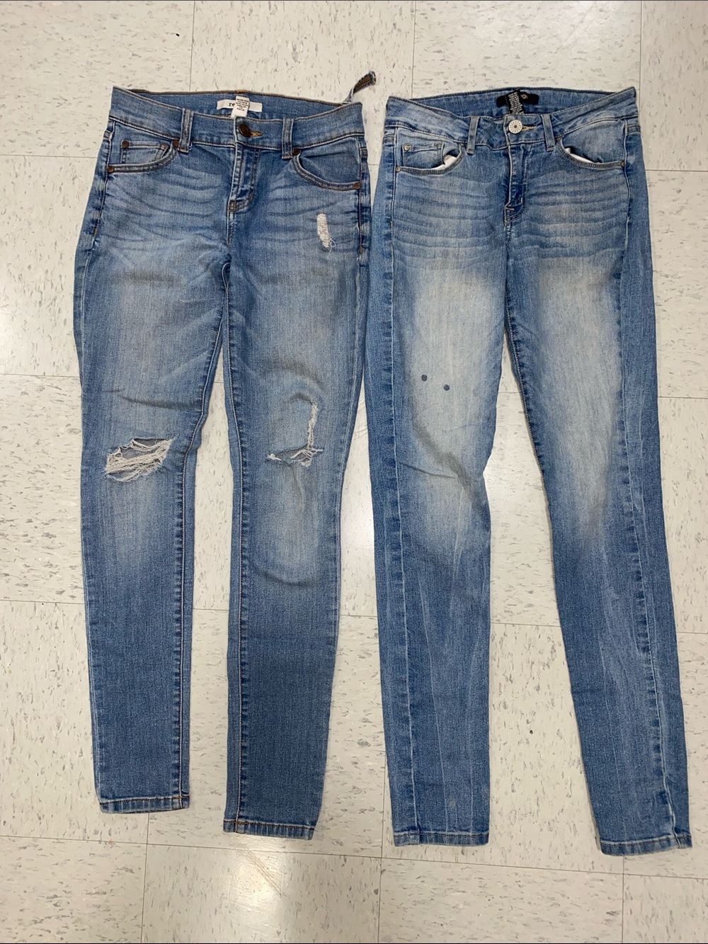 refuge Blue Distressed Skinny Jeans Duo size 0 small women Charlotte Russe